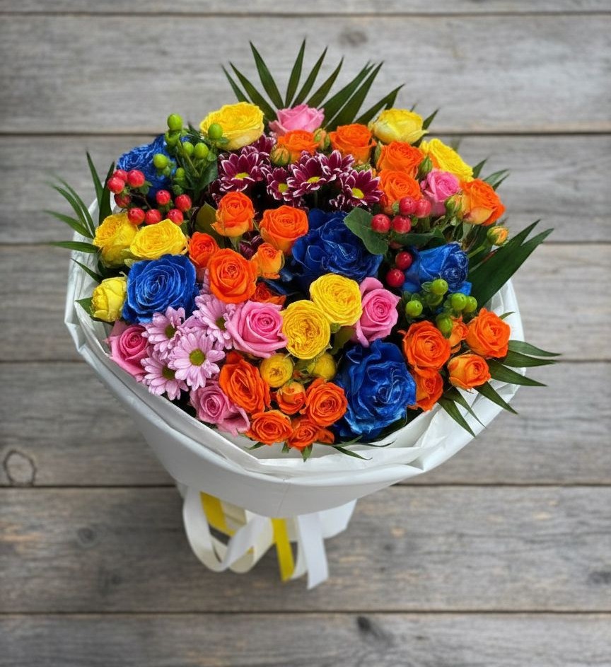 Букет цветов из: Розы и Хризантемы в Чунском