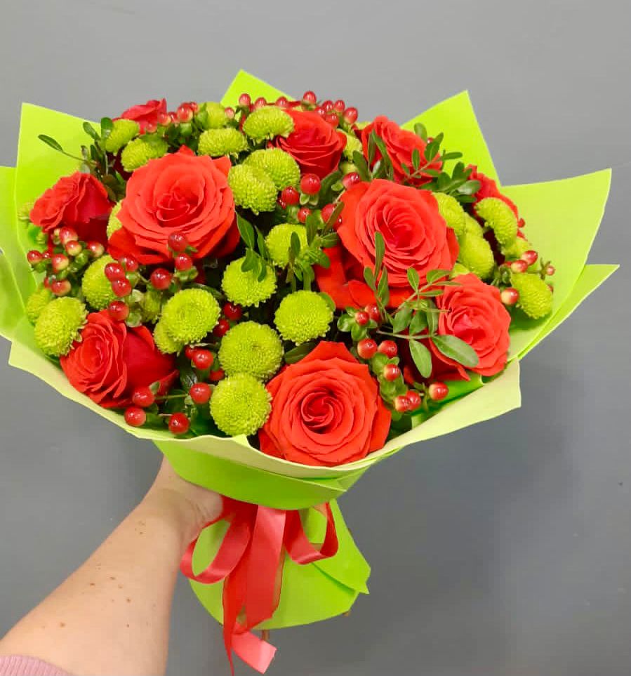 Букет цветов из: Хризантемы и Розы в Чунском