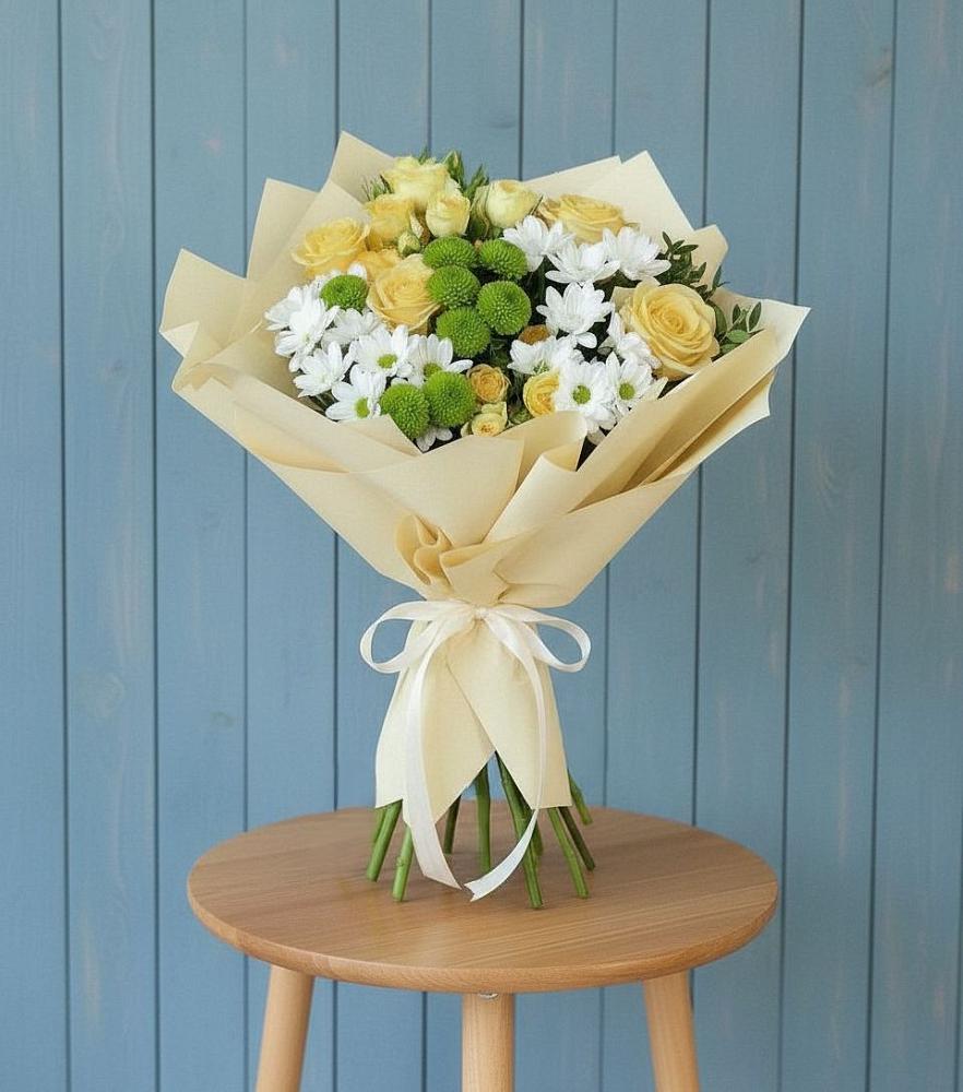 Букет цветов из: Хризантемы и Розы в Чунском