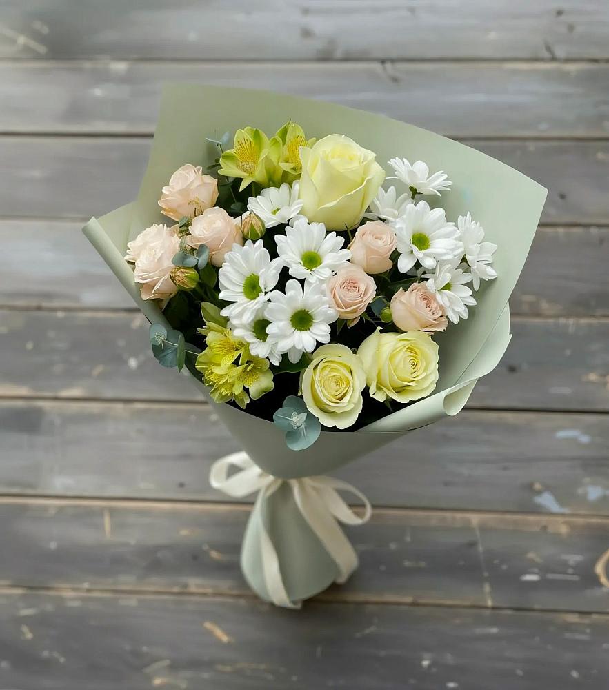 Букет цветов из: Альстромерии, Розы и Хризантемы в Чунском