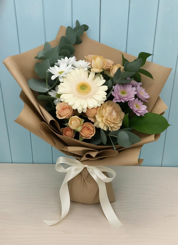 Букет цветов из: Герберы и Хризантемы в Чунском