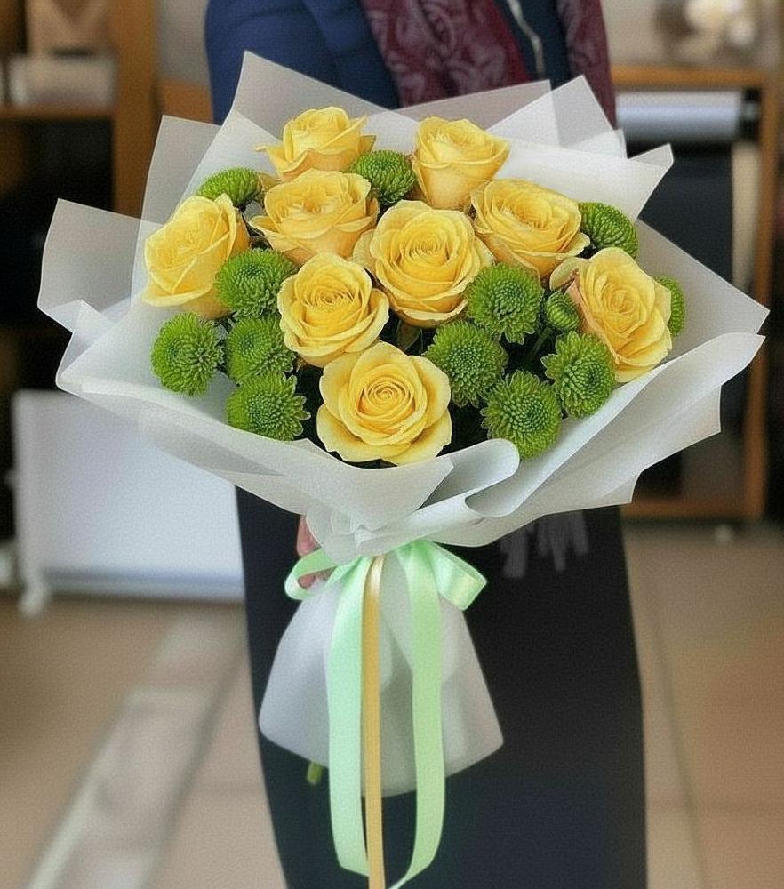 Букет цветов из: Хризантемы и Розы в Чунском