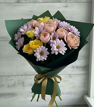 Букет цветов из:  Хризантемы и Розы #REPLACE_PRED# Чунском