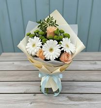 Букет цветов из:  Герберы, Розы и Хризантемы в Чунском