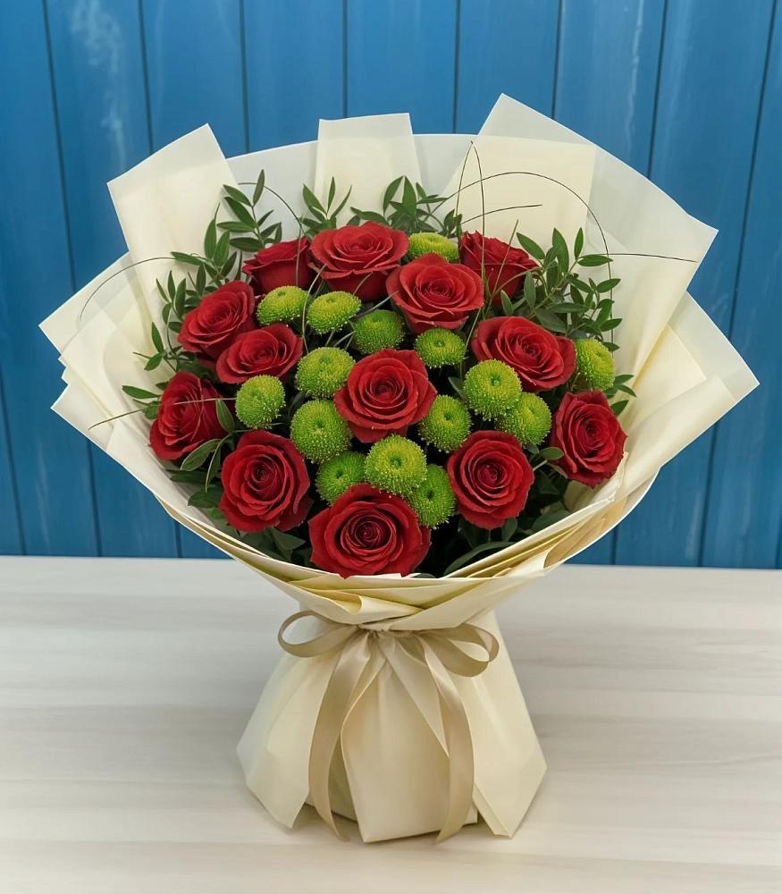 Букет цветов из: Розы и Хризантемы в Чунском