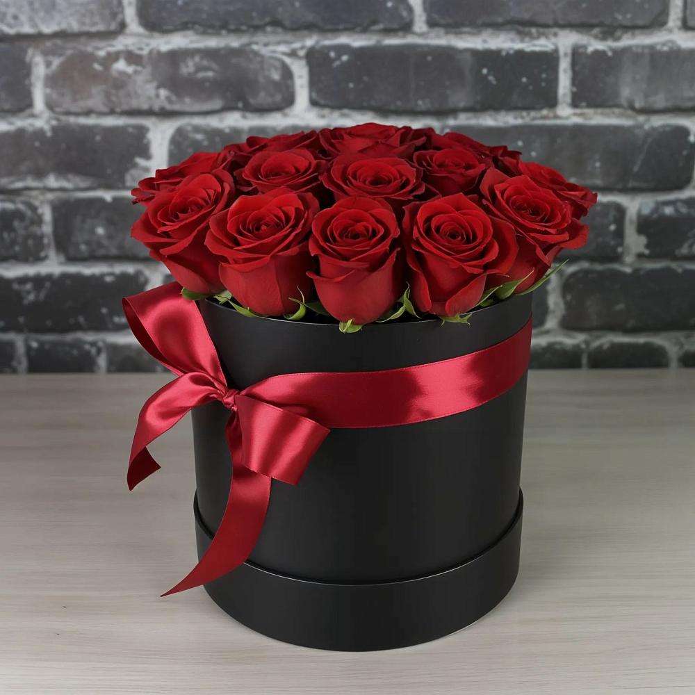 Цветочная композиция из Розы в шляпной коробке в Чунском